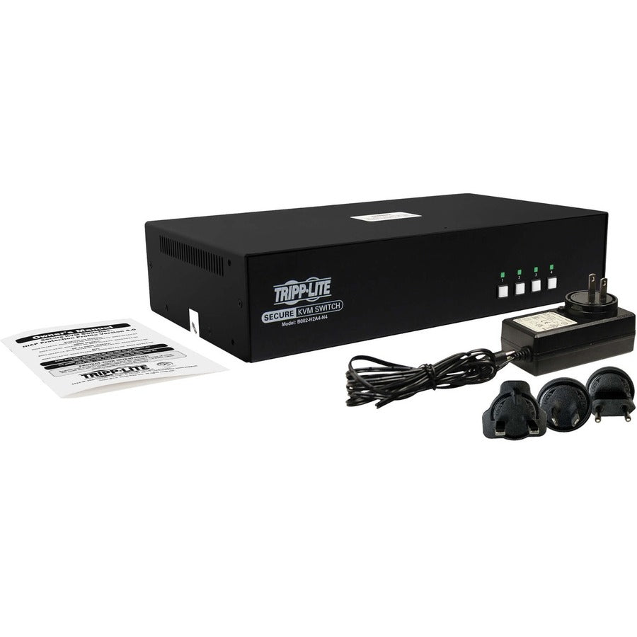 Tripp Lite by Eaton Secure KVM Switch, 4-Port, Dual Head, HDMI to HDMI, 4K, NIAP PP4.0, Audio, TAA B002-H2A4-N4