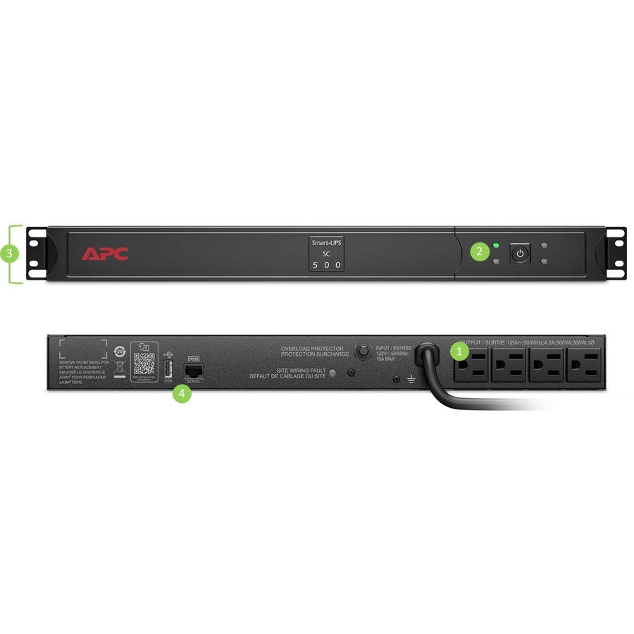 APC by Schneider Electric Smart-UPS 500VA Rack-mountable UPS SC500RM1U