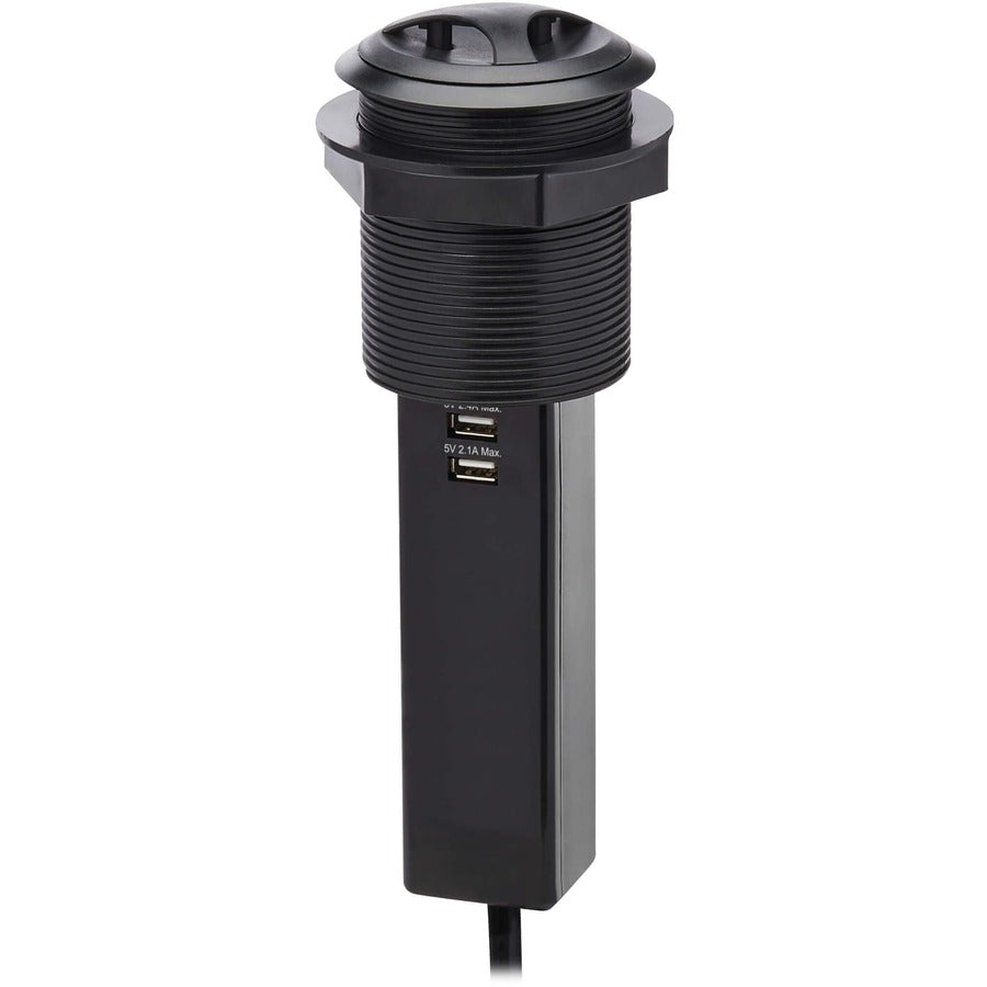 Tripp Lite by Eaton Power It! 2-Outlet Pop-Up Power and Charging Dock - 2x USB-A, 6 ft. Cord, Antimicrobial Protection, Black PS22POPAM