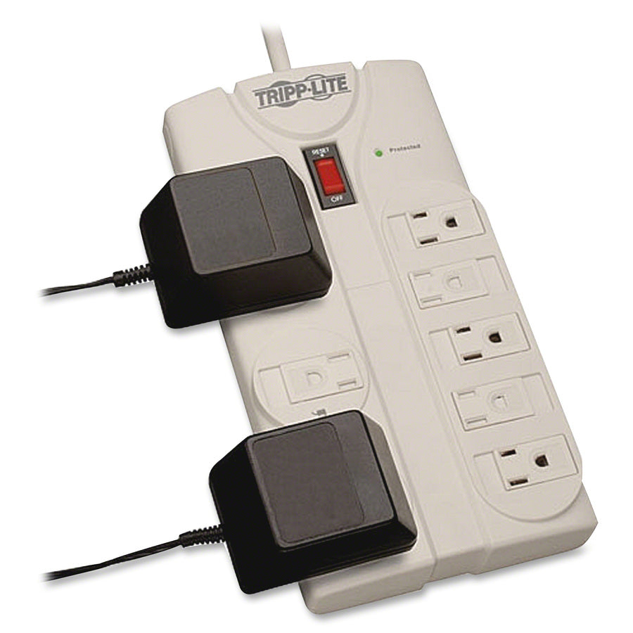 Tripp Lite by Eaton Protect It! 8-Outlet Surge Protector, 25 ft. Cord with Right-Angle Plug, 1440 Joules, Diagnostic LEDs, Light Gray Housing TLP825