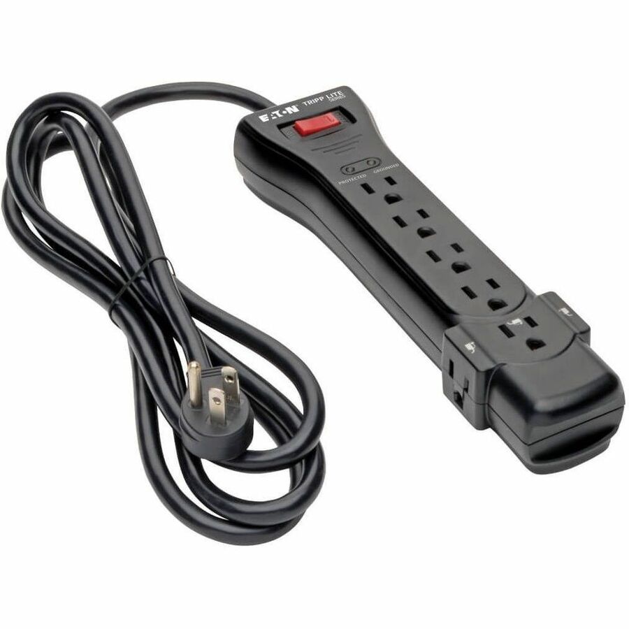 Eaton Tripp Lite Series Protect It! 7-Outlet Surge Protector, 7 ft. Cord with Right-Angle Plug, 2160 Joules, Diagnostic LEDs, Black Housing SUPER7B