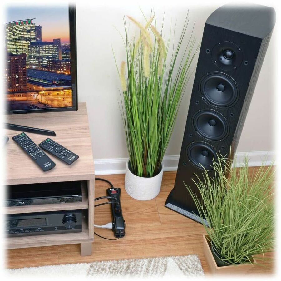 Eaton Tripp Lite Series Protect It! 7-Outlet Surge Protector, 7 ft. Cord with Right-Angle Plug, 2160 Joules, Diagnostic LEDs, Black Housing SUPER7B