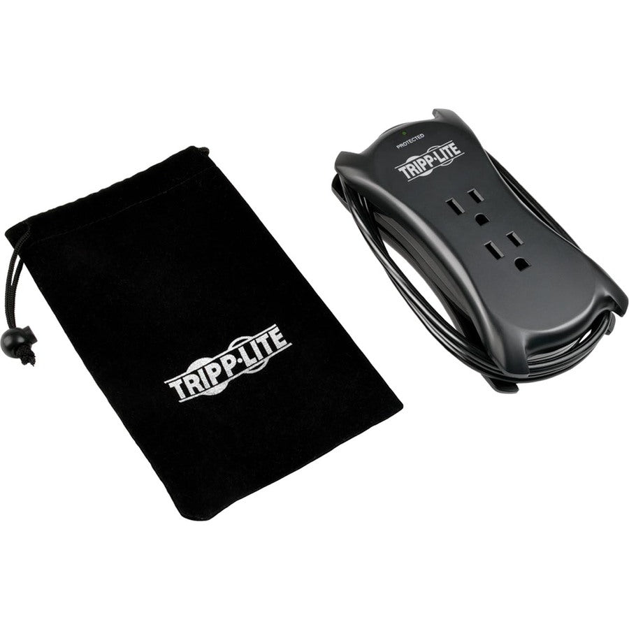 Tripp Lite by Eaton Protect It! 3-Outlet Travel-Size Surge Protector - 5-15R Outlets, 2 USB Ports, 5-15P Input, 1050 Joules, Black TRAVELER3USB