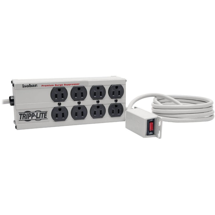 Tripp Lite by Eaton Isobar 8-Outlet Surge Protector, 12 ft. Cord with Right-Angle Plug, 3840 Joules, Remote Master Switch, Metal Housing IBAR8-15RM
