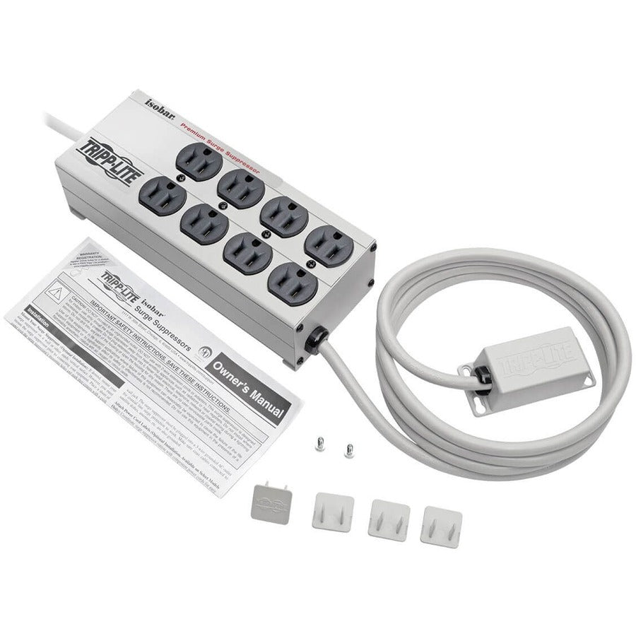 Tripp Lite by Eaton Isobar 8-Outlet Surge Protector, 12 ft. Cord with Right-Angle Plug, 3840 Joules, Remote Master Switch, Metal Housing IBAR8-15RM