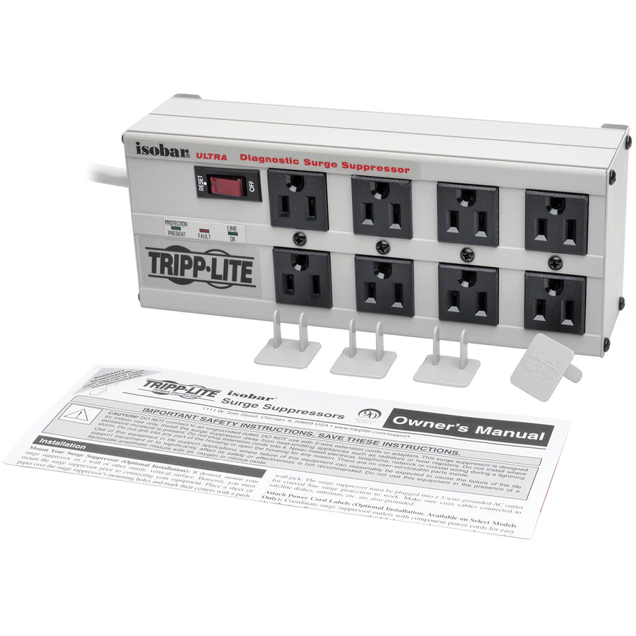Tripp Lite by Eaton Isobar 8-Outlet Surge Protector, 25 ft. Cord with Right-Angle Plug, 3840 Joules, Diagnostic LEDs, Metal Housing ISOBAR825ULTRA