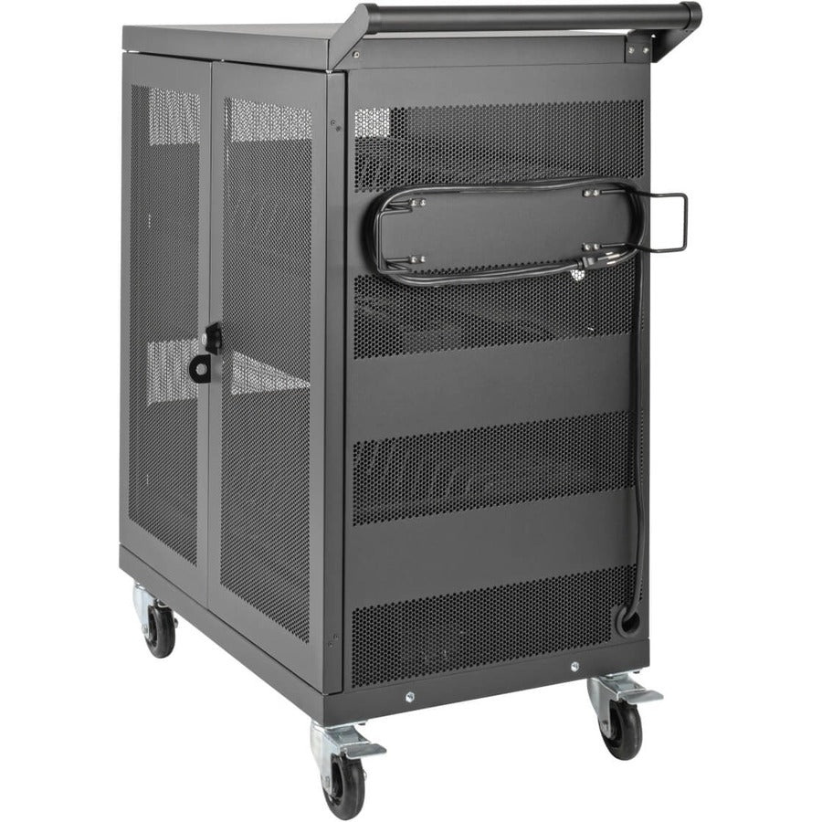 Tripp Lite by Eaton Multi-Device Charging Cart, 32 AC Outlets, Chromebooks and Laptops, Wall-Mount Option, Black CSC32AC