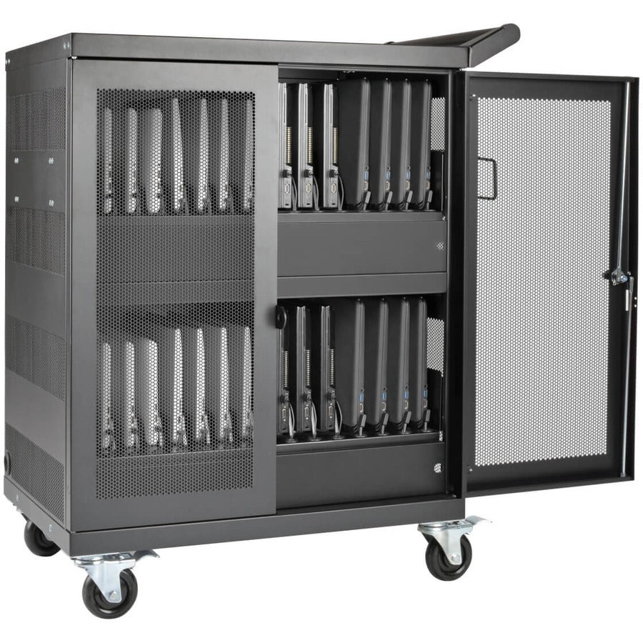 Tripp Lite by Eaton Multi-Device Charging Cart, 32 AC Outlets, Chromebooks and Laptops, Wall-Mount Option, Black CSC32AC