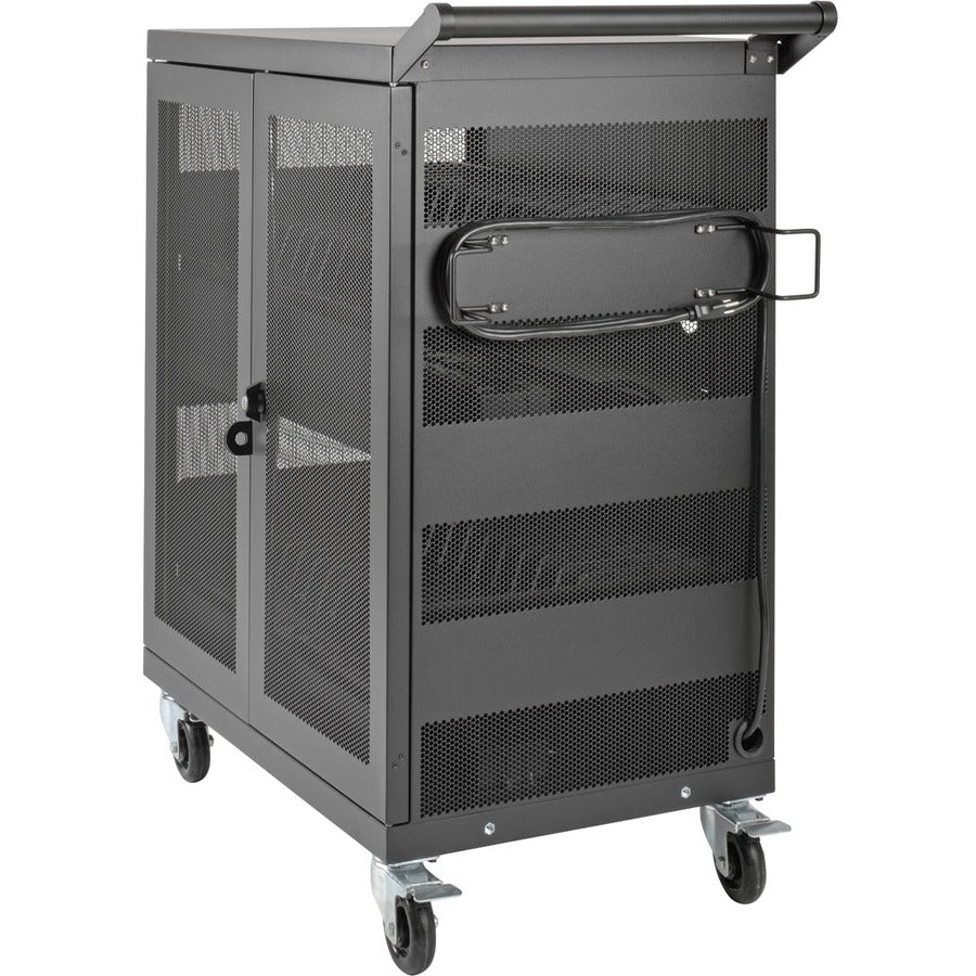 Tripp Lite by Eaton Multi-Device Charging Cart, 32 AC Outlets, Chromebooks and Laptops, Wall-Mount Option, Black CSC32AC