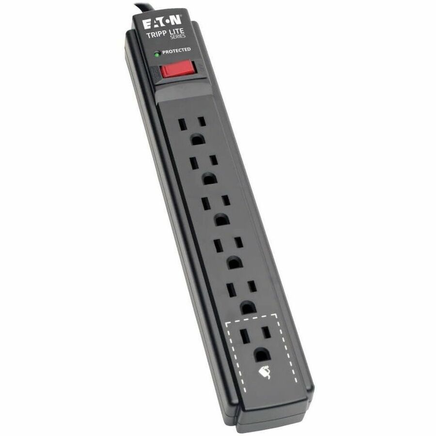Eaton Tripp Lite Series Protect It! 6-Outlet Surge Protector, 15 ft. Cord, 790 Joules, Black Housing TLP615B