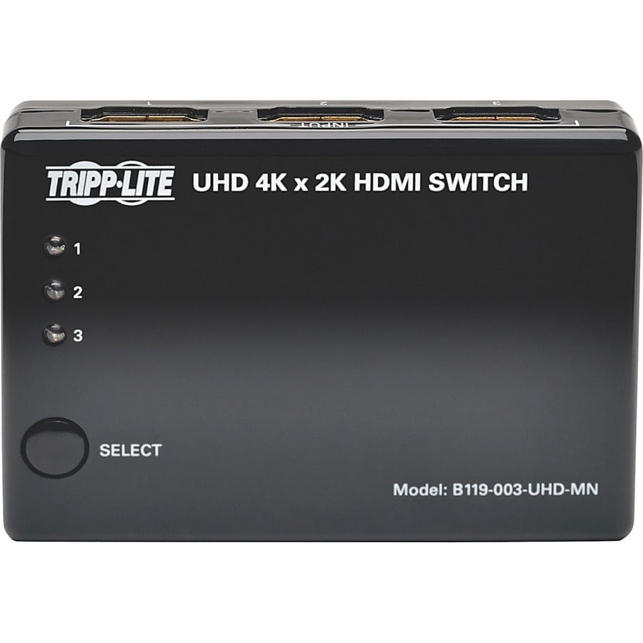 Tripp Lite by Eaton 3-Port HDMI Mini Switch with Remote Control - 4K (HDMI F/3xF), 3D, HDCP 1.4, EDID B119-003-UHD-MN