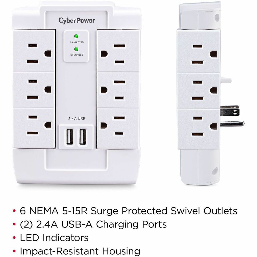 CyberPower CSP600WSURC2 Professional 6 - Outlet Surge with 1200 J CSP600WSURC2