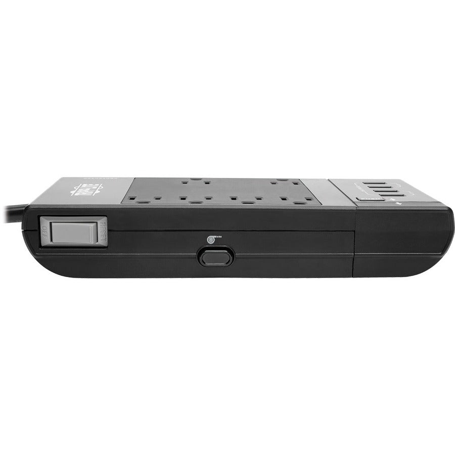 Tripp Lite by Eaton Protect It! 6-Outlet Surge Protector, 4 USB Ports, 6 ft. Cord, 1080 Joules, Diagnostic LED, Black Housing TLP66USBR