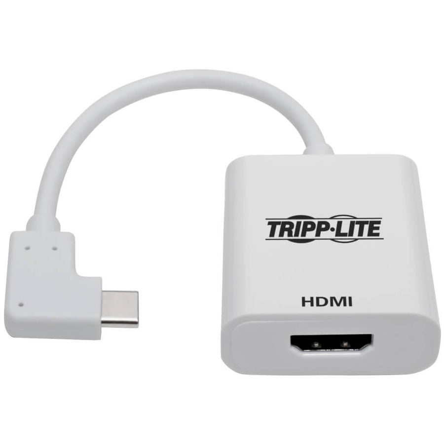 Tripp Lite by Eaton USB-C to HDMI Adapter (M/F) 4K 60 Hz, HDCP 2.2, Right-Angle USB-C, White U444-06N-HD4KRA