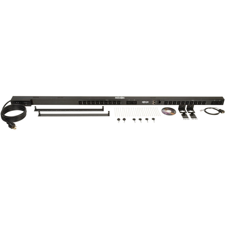 Tripp Lite by Eaton 5.5kW Single-Phase Switched PDU, Outlet Monitoring, 208/230V Outlets (20 C13 & 4 C19), 0U, LX Interface, TAA PDUMVR30HVNETLX