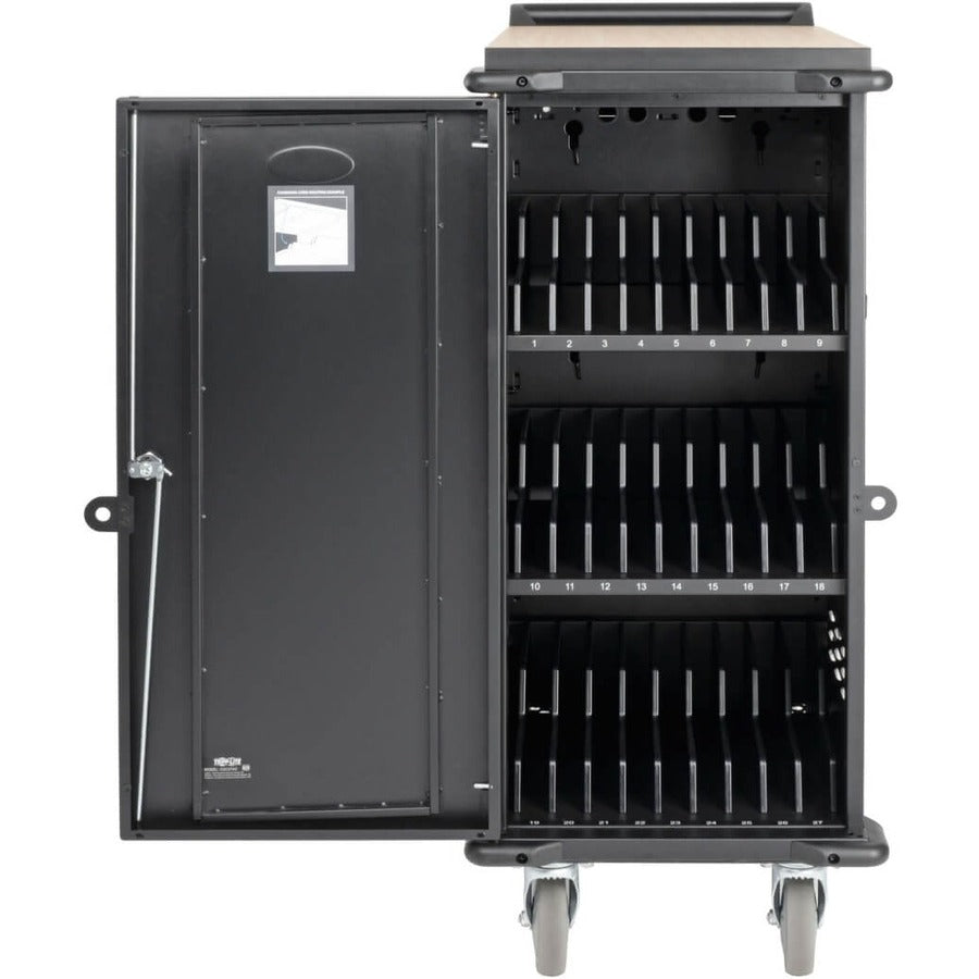 Tripp Lite by Eaton 27-Device AC Charging Cart for Laptops and Chromebooks - 120V, NEMA 5-15P, 10 ft. (3.05 m) Cord, Black CSC27AC