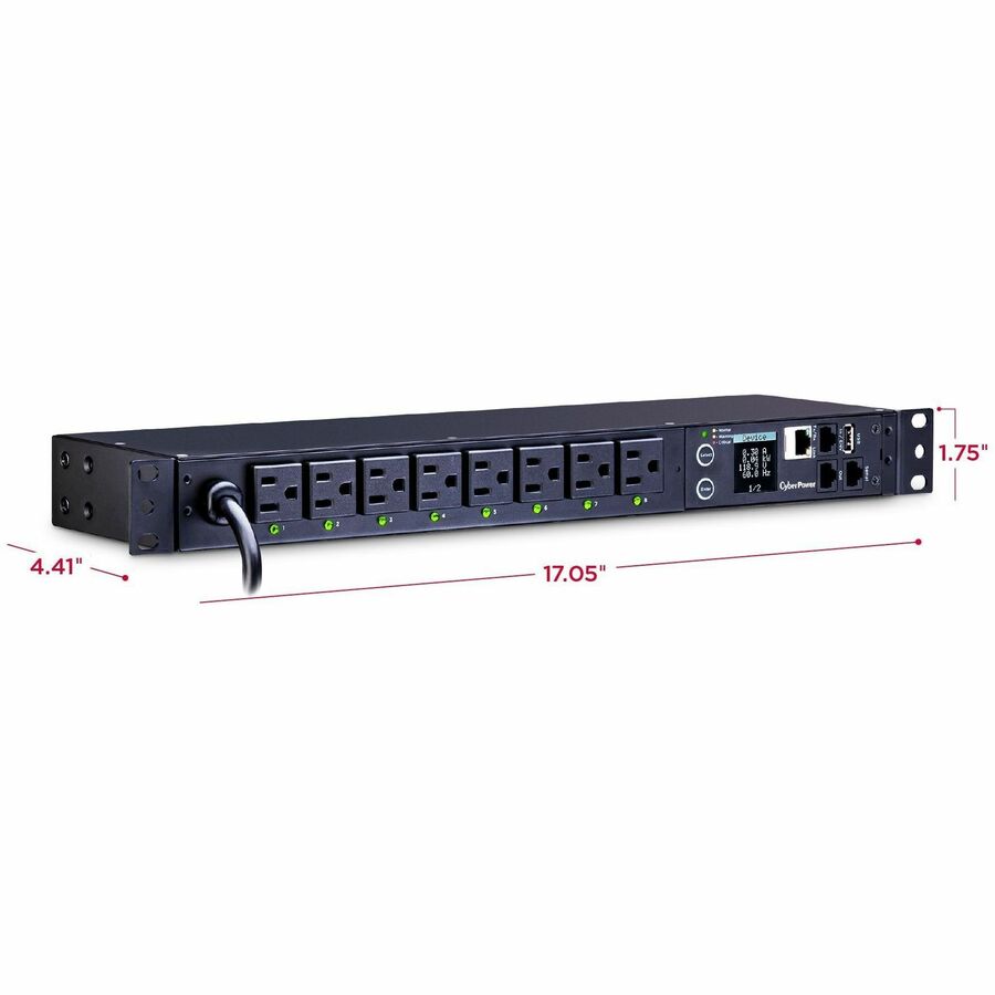 CyberPower PDU81001 100 - 120 VAC 15A Switched Metered-by-Outlet PDU PDU81001