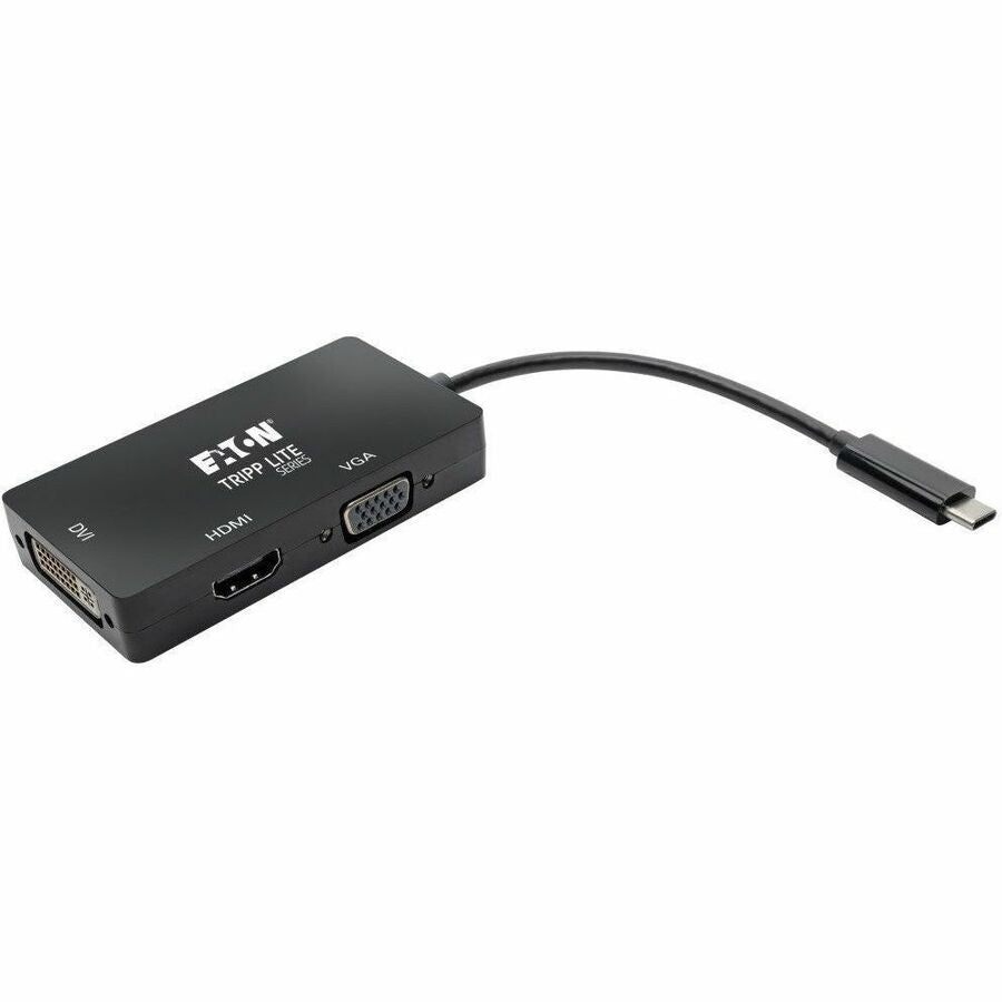 Tripp Lite by Eaton USB-C Multiport Adapter (M/3xF) - 4K HDMI, DVI, VGA, HDCP, Black U444-06N-HDV4KB