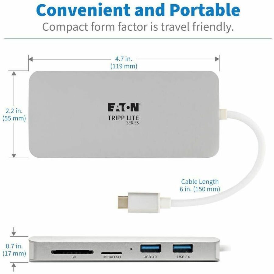 Tripp Lite by Eaton USB C Docking Station 4k w/ USB Hub HDMI SD/Micro SD Gbe Charging, USB Type C, USB-C, USB Type-C U442-DOCK11-S