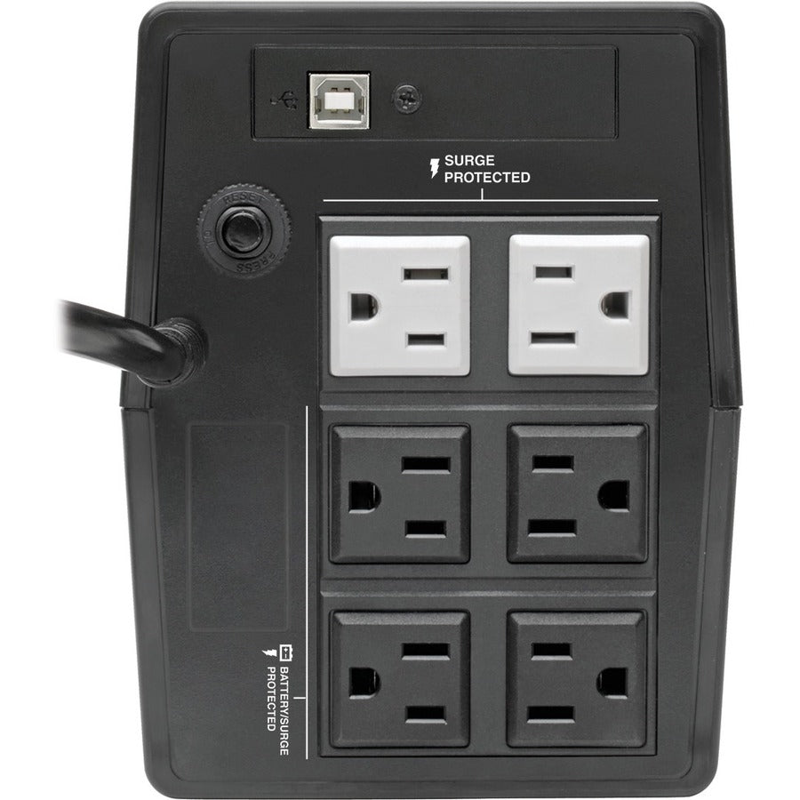Tripp Lite by Eaton 600VA 360W Line-Interactive UPS - 6 NEMA 5-15R Outlets, AVR, 120V, 50/60 Hz, USB, Desktop - Battery Backup BC600TU