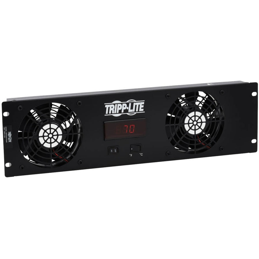 Tripp Lite by Eaton 3U Digital Temperature Sensor with 2 12VDC High-Performance Fans, Blanking Panel, LCD SRFAN3UTEMP