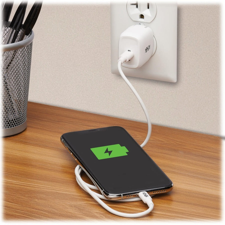Tripp Lite by Eaton Compact 1-Port USB-C Wall Charger - GaN Technology, 20W PD3.0 Charging, White U280-W01-20C1-G