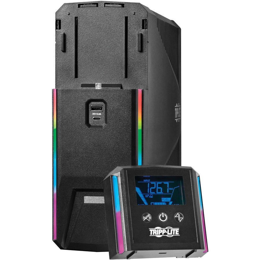Tripp Lite by Eaton 1200VA 720W 120V Pure Sine Wave Gaming UPS Battery Backup - LCD, AVR, RGB LEDs, USB Charging, Power Saving SMART1200PSGLCD