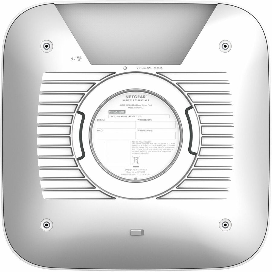 Netgear WAX214v2 Dual Band IEEE 802.11 a/b/g/n/ac/ax/e 1.80 Gbit/s Wireless Access Point - Indoor WAX214-200NAS
