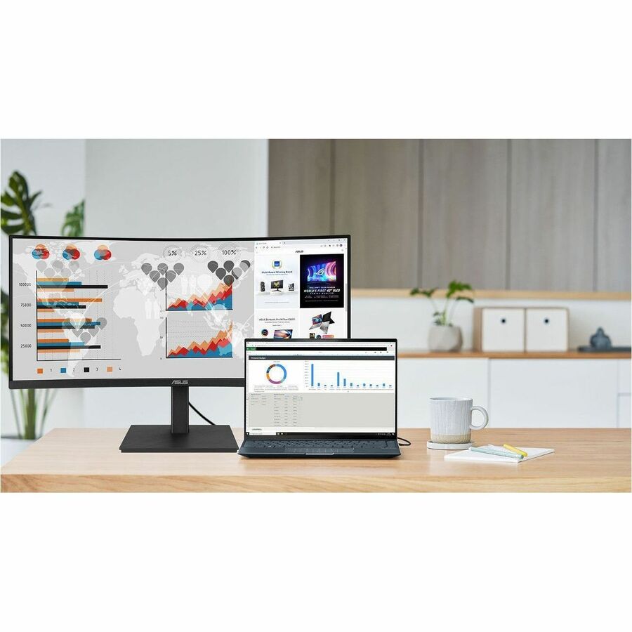Asus VA34VCPSN 34" Class UW-QHD Curved Screen LED Monitor - 21:9 - Matte Black VA34VCPSN