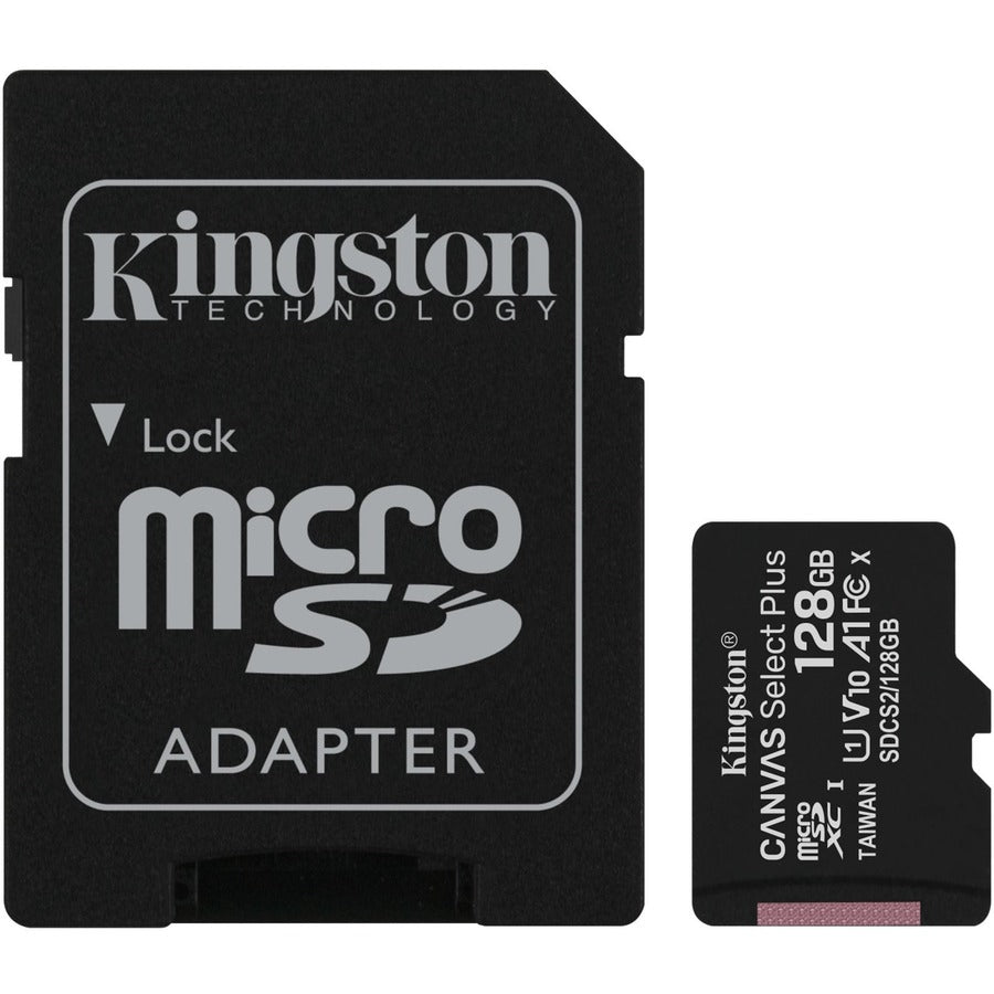 Kingston Canvas Select Plus SDCS2 128 GB Class 10/UHS-I (U1) microSDXC - 1 Pack SDCS2/128GB