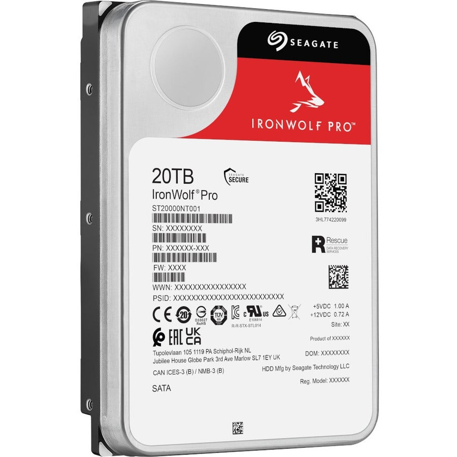 Seagate IronWolf Pro ST20000NT001 20 TB Hard Drive - 3.5" Internal - SATA (SATA/600) - Conventional Magnetic Recording (CMR) Method ST20000NT001
