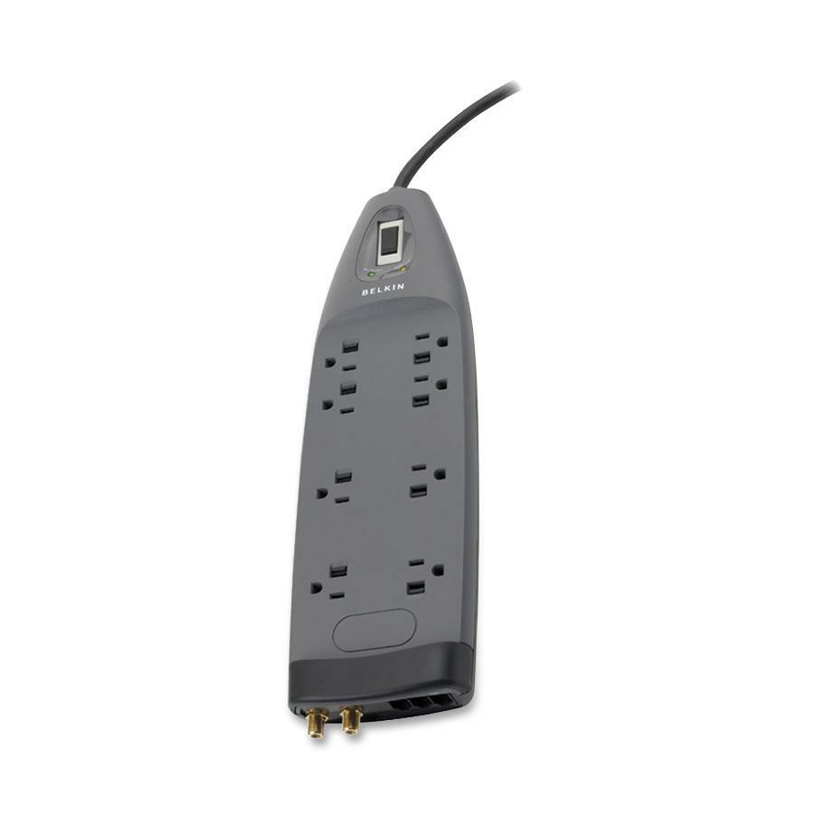 Belkin 8 Outlet Home/Office Surge Protector with coxial protection - 6 foot Cable - Black- 3550 Joules BE10823006