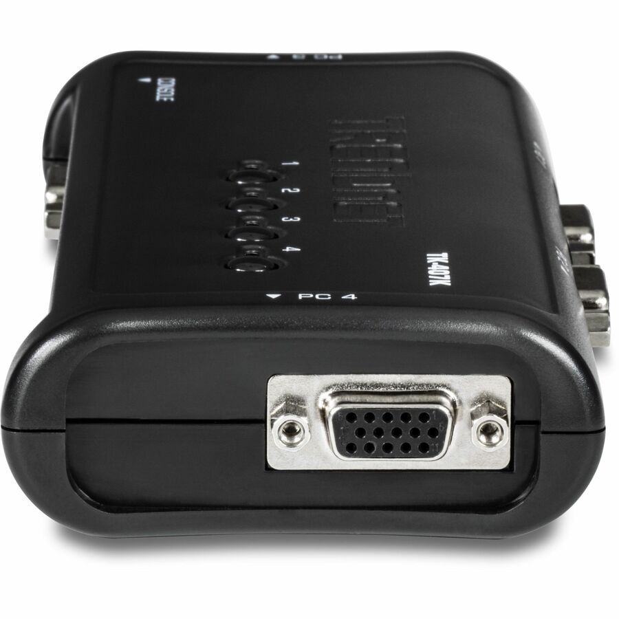 TRENDnet 4-Port USB KVM Switch Kit, VGA And USB Connections, 2048 x 1536 Resolution, Cabling Included, Control Up To 4 Computers, Compliant With Window, Linux, and Mac OS, White, TK-407K TK-407K