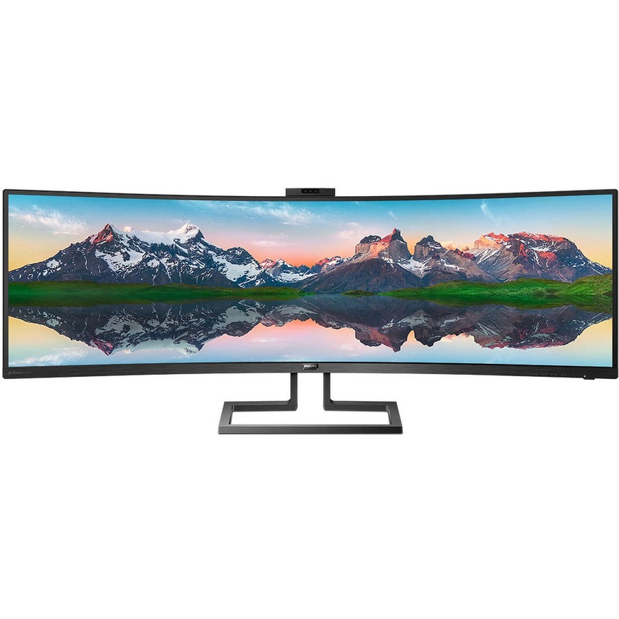 Philips Brilliance 499P9H 49" Class Webcam Dual Quad HD (DQHD) Curved Screen LCD Monitor - 32:9 - Textured Black 499P9H
