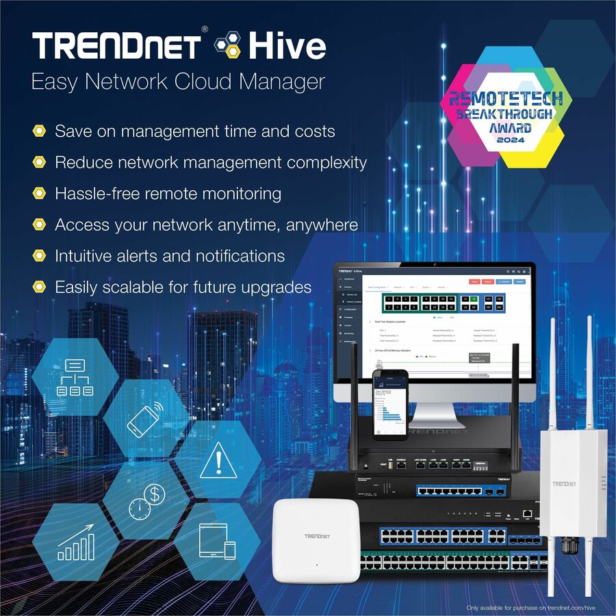 TRENDnet TEW-941APBO Dual Band IEEE 802.11 a/b/g/n/ac/ax 1.73 Gbit/s Wireless Access Point - Outdoor - TAA Compliant TEW-941APBO