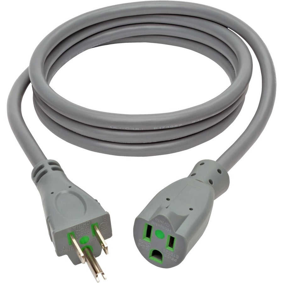 Eaton Tripp Lite Series Hospital-Grade Extension Cord, NEMA 5-15P to NEMA 5-15R - Green Dot, 15A, 125V, 14 AWG, 6 ft. (1.83 m), Gray P024-006-GY-HG