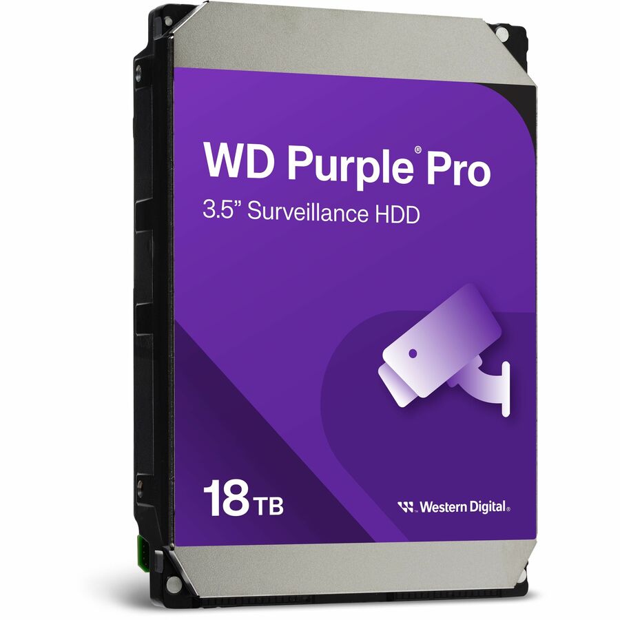 Western Digital Purple Pro WD181PURP 18 TB Hard Drive - 3.5" Internal - SATA (SATA/600) - Conventional Magnetic Recording (CMR) Method WD181PURP