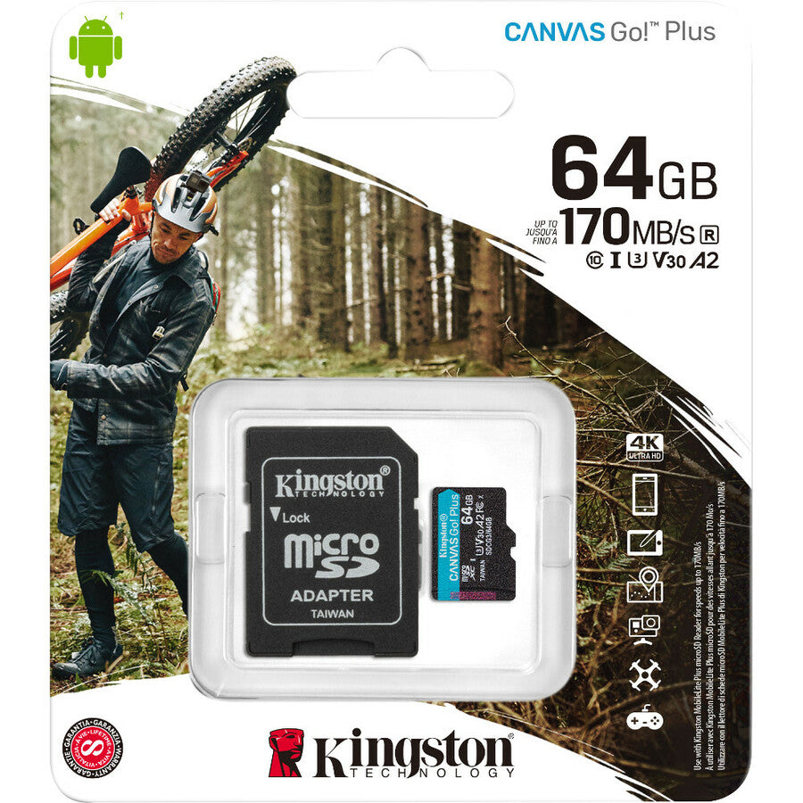 Kingston Canvas Go! Plus SDCG3 64 GB Class 10/UHS-I (U3) microSDXC SDCG3/64GB