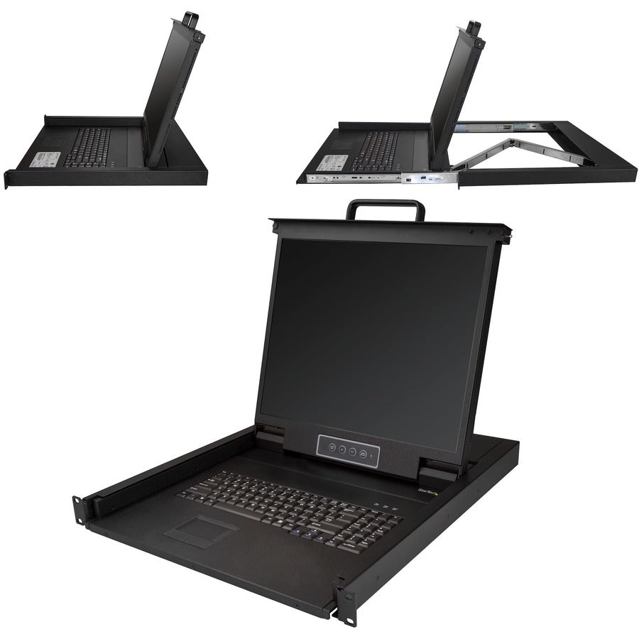 StarTech.com Rackmount KVM Console - 1U 19" LCD Monitor Single Port VGA KVM Server Rack Drawer includes Cables & Hardware - USB Support RKCONS1901