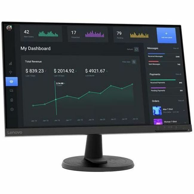 Lenovo D24-40 24" Class Full HD LED Monitor - 16:9 - Raven Black 67A2KCC6US