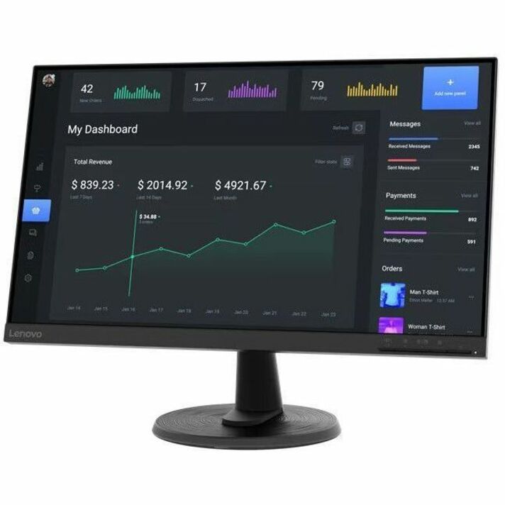 Lenovo D24-40 24" Class Full HD LED Monitor - 16:9 - Raven Black 67A2KCC6US
