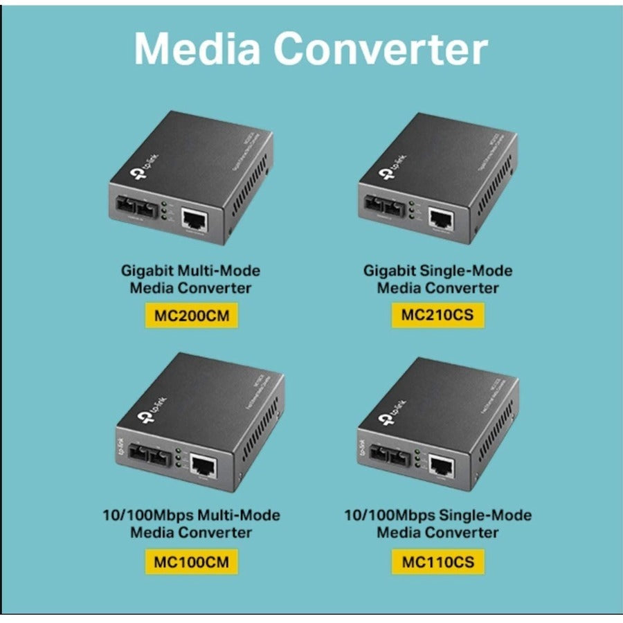 TP-LINK MC200CM - Gigabit SFP to RJ45 Fiber Media Converter - Black MC200CM