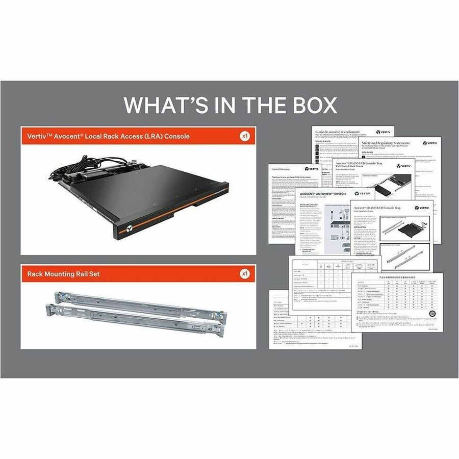 Vertiv Avocent Local Rack Access | 1U | TAA | Rackmount Console LRA185KMM-G01