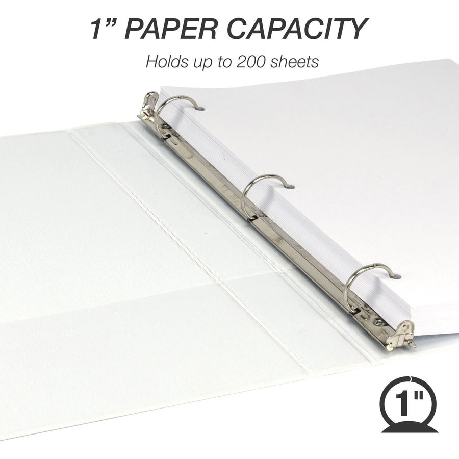 Samsill Economy 1 Inch 3 Ring Binder, Made in the USA, Round Ring Binder, Non-Stick Customizable Cover, White, 12 Pack (I008537C) I008537C