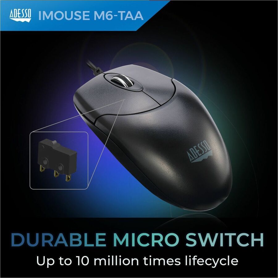 Adesso iMouse M6-TAA - Optical Scroll Mouse (TAA Compliant) IMOUSEM6-TAA