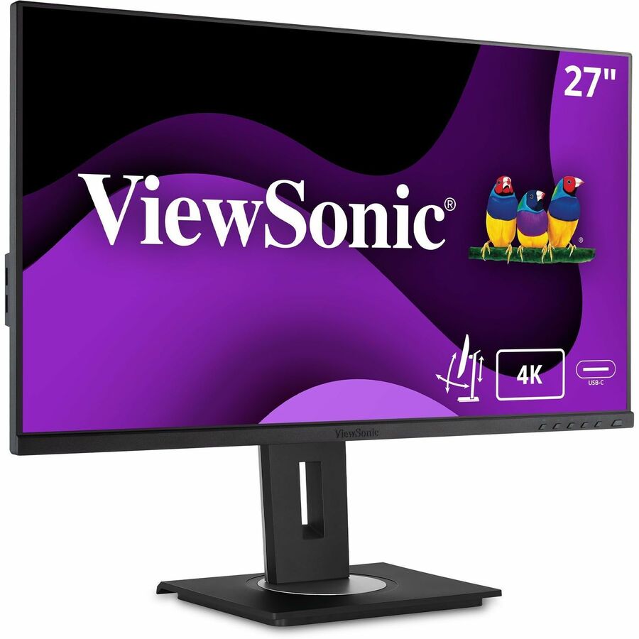 ViewSonic VG2756-4K 27 Inch IPS 4K Docking Monitor with 90W USB C, RJ45, HDMI, Display Port and 40 Degree Tilt Ergonomics for Home and Office VG2756-4K