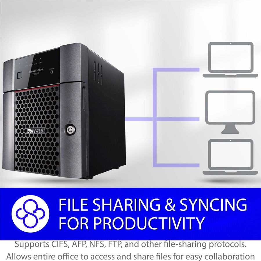 BUFFALO TeraStation 3420 4-Bay SMB 4TB (2x2TB) Desktop NAS Storage w/ Hard Drives Included TS3420DN0402