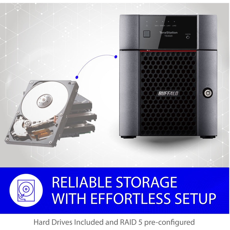 BUFFALO TeraStation 3420 4-Bay SMB 4TB (2x2TB) Desktop NAS Storage w/ Hard Drives Included TS3420DN0402