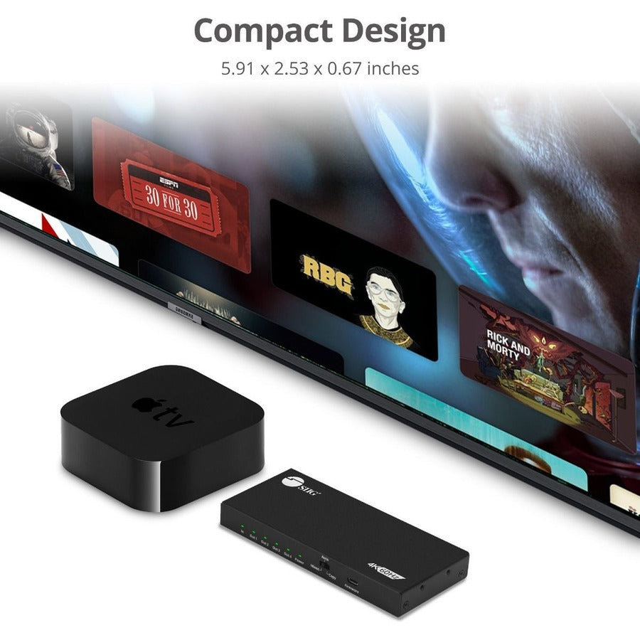 SIIG 4 Port HDMI 2.0 4K 60Hz HDR Splitter with EDID and Downscaling Feature CE-H26C11-S1