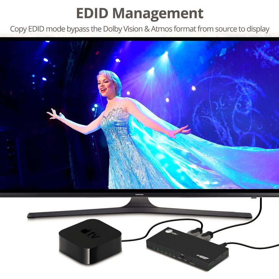 SIIG 4 Port HDMI 2.0 4K 60Hz HDR Splitter with EDID and Downscaling Feature CE-H26C11-S1